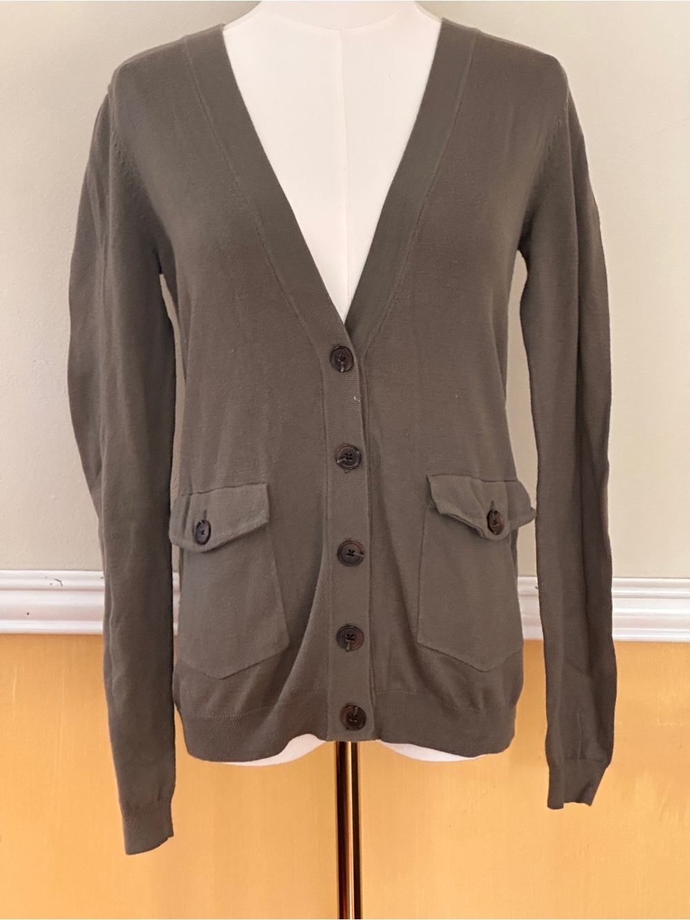 Fossil Olive Green Button-Up Cardigan